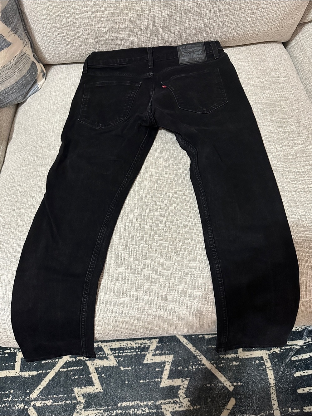 Levi’s 512 Slim Taper Black Jeans Men’s 34x29 Stretch Denim